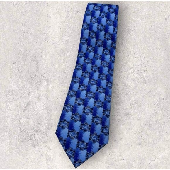 Lanvin Other - LANVIN Silk Tie FRANCE Navy Blue Geometric W:4"